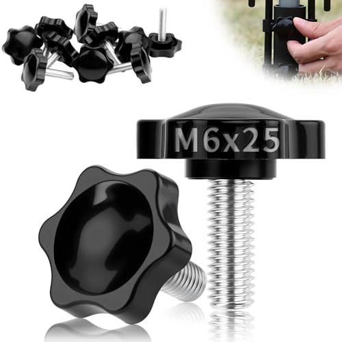TXXATX Vite Zigrinata M6x25 mm Viti ad Alette 12 Pezzi Vite con Impugnatura a Stella M6 Dado con Impugnatura a Stella con Maniglia Pulsante Bloccaggio per Macchina Utensile Serraggio Dispositivi