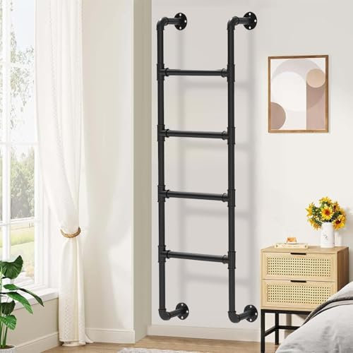 XCHSXYL Bunk Bed Ladder Wall Mounted Metal Ladder for Home Loft, 4ft 5ft 6ft 7ft 8ft Height Entrance Egress Ladder, Attic Stairs Basement Window Well Ladder Emergency Escape Ladder(250cm/98in)