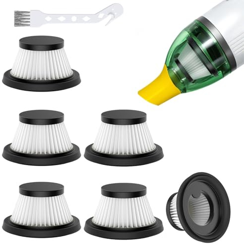 6 Pack Vacuum Filter Replacement Compatible with Compact Cordless Vacuum Cleaner as Seen on TV, Washable and Reusable Vac Replacement Parts