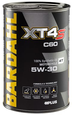 Bardahl - XT4-S C60 5W-30 - Huile 100% synthétique pour moto 4 temps, Lubrifiant Racing pour usage sportif, pour des performances maximales, 1 L