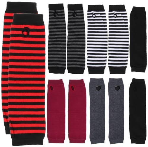 Beaupretty 6 paia di manicotto del braccio metà lungo donna guanti in lana polsini unisex maniche braccio uomini polsini per più calore maniche mezza dita poliestere cotone