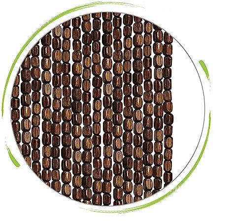 Naturlig bambu dörrgardin med pärlor 60 strängar (60 x 140 cm) inomhus/utomhus insektsskärm elegant flygbarriär för uteplatser och hallar snyggt insektskydd.