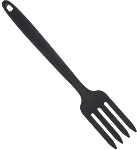 MAGICLULU Tenedor Multifunción De Silicona Antideslizante Grande Para Cocinar Fideos, Tenedor Ergonómico De Cocina Resistente Al Desgaste, Utensilio Negro Para Uso Doméstico y Restaurante