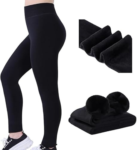 ASD Accessories Womens Ladies New Thermal Winter Black Thick Fur Fleece Lined Legging UK 10-20 (UK, Numeric, 10, 12, Slim, Regular, Black)