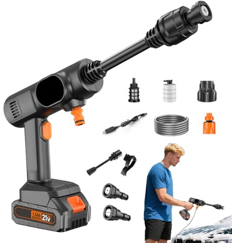 Hidrolimpiadora Sin Cable, Limpieza con Agua a Presión, Máquina Manual con Boquilla Ajustable 2 Modos Portátil para Terraza Y Coche