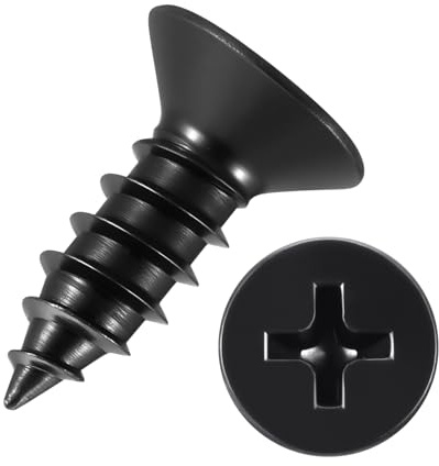 Kozelo 50pcs Phillips Wood Screws #12x5/8 304 Stainless Steel Black | Flat Head Countersunk Self Tapping Screws for Furniture Assembly, Interior Trim, Outdoor Construction
