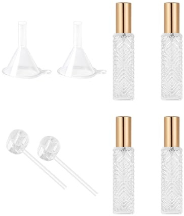 WGCHAIE 4 Piezas Atomizador Perfume Recargable, Atomizador Perfume de Vidrio, Portátil Frasco Pequeño para Perfumes, 12ml Decants Perfumes de Vidrio, para Viaje, Cita (Dorado)