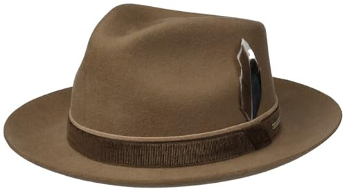 Stetson Pinehurst Fedora Wollhut Bogartform Asahi Guard Herren Herbst Winter beige L (58-59 cm)