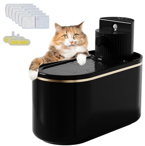 Fuente de agua de cerámica para mascotas, dispensador inalámbrico con bomba silenciosa para gatos y perros, fuente de agua automática de 5000 mAh
