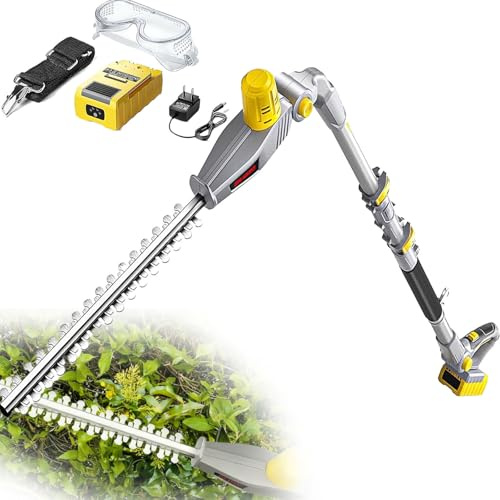 YANGYMM Cortasetos TelescóPico EléCtrico, Cortasetos InaláMbrico de Largo Alcance y TelescóPico, con ExtensióN y Ajustable, para Setos, Arbustos y Ramas