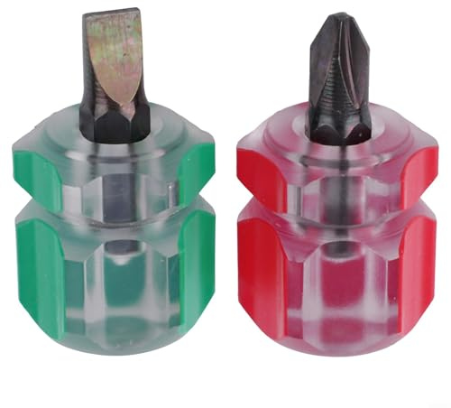 Desiumite Mini For Stubby Screwdriver Set, Short Handle Flat Head and For Phillips Precision Screwdrivers, Chrome Vanadium Steel Small Repair Tools for Tight