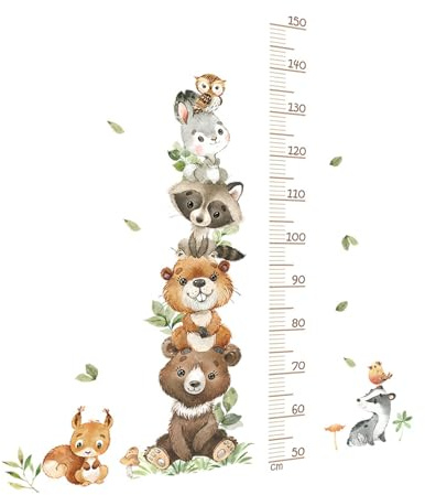 Messlatte Wandtattoo Tiere Wandaufkleber Hinterlasse Keine Spuren DIY für Messhöhe, Wanddekoration