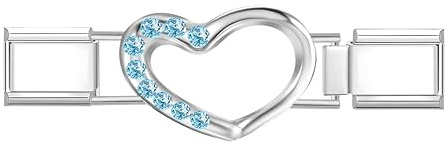 Quiges Module de breloque de style italien - 9 mm - En acier inoxydable - Bleu clair - Oxyde de zirconium - Pour bracelets italiens