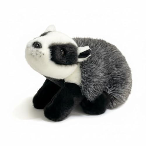 SMJWH Simpatico e realistico tasso europeo di peluche, morbido animali selvatici del bosco, bambola con viso a strisce bianche nere, compagno coccole, regalo alta qualità
