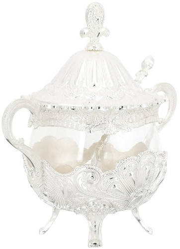 BESPORTBLE Pot à Épices Décoratif en Verre avec Couvercle Pot à Sucre Européen à Motif Paon Récipient à Condiments Style Ancien Grosse Capacité Maison et Restaurant