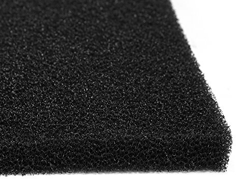 Changor Biochemischer Aquarium-Filterschwamm, Schaumstoffpolster für Süß- und Meerwasser, Langlebiger Biofiltrationsschwamm für Aquarien, Schwarz, 19,7 X 19,7 Zoll (50 * 50 * 2cm grobes Loch)