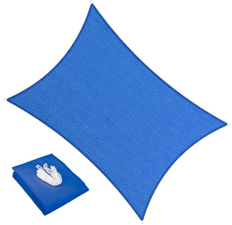 Maßgeschneidertes dunkelblaues Sonnensegel, 5 x 6 m, regenfest, UV-beständig, atmungsaktiv, Terrassenüberdachung mit einfach zu installierendem Hardware-Kit – ideal für Outdoor-Markise und