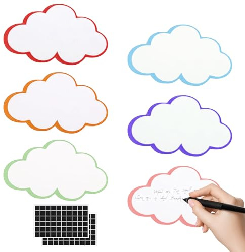 60 Stück Karteikarten Wolke Moderationskarten Set 6 Farben Moderationskarten Selbstklebend Groß Präsentationskarten Bunte für Studium Aufzeichnen Büro Präsentationen Meetings und Mind Mapping