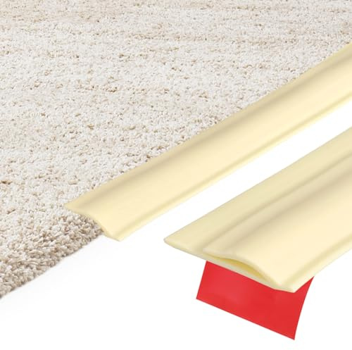 sourcing map Bande de transition de moquette à carrelage, autocollante, couverture d'écartement en TPE, bordure stratifiée pour surfaces inégales, blanc crème, 3 m x 3 cm x 0,6 cm