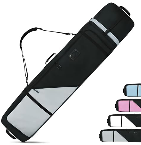 Stahlusdick Adjustable Ski Bag, 155-185cm, Padded Foam, Water-Resistant, Black, with Shoulder Strap for Skiing and Travel (Grey, 155 to185 cm)