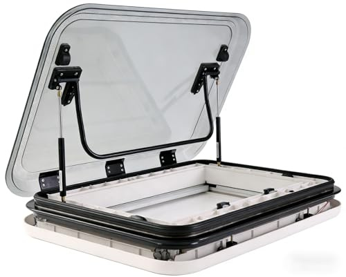 Caravan Vent Window with LED Lights, 19.7''/27.6''/31.5'' x19.7'' Cut Out RV Caravan LED Skylight Large Caravan RV Skylight Anti-UV Roof Vent Hatch W/Sunshade(700 * 500mm (27.6 * 19.7in))