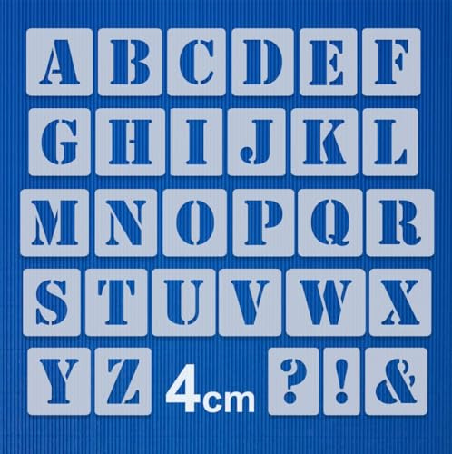 Schablonen-Set 0504 • Buchstaben groß 4cm hoch • 1 Satz Alphabet A-Z - 26 + 4 Sonderzeichen.
