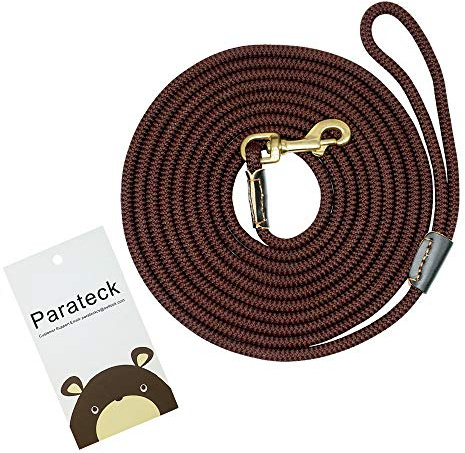 Schleppleine für Große Hunde 10M 20M 5M Hundeleine Trainingsleine Hund Runde Gummierte Griff rutschfeste und Robuste Trainingsleine Karabiner aus Messing (10m, Kaffee)… B07M7NFVYY