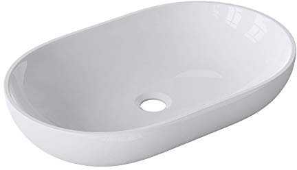doporro vasque à poser lavabo 54x34x10,5cm en fonte minérale lave mains raccordement standard Colossum808 blanc