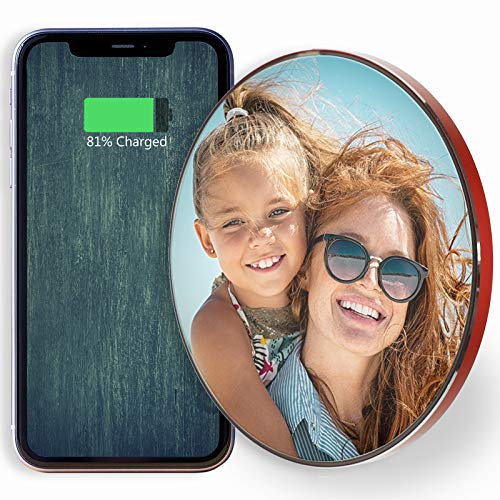 Hairyworm Personalised Qi Wireless Charger with Gold Edge and Base, Customise with Photo - Design For Me