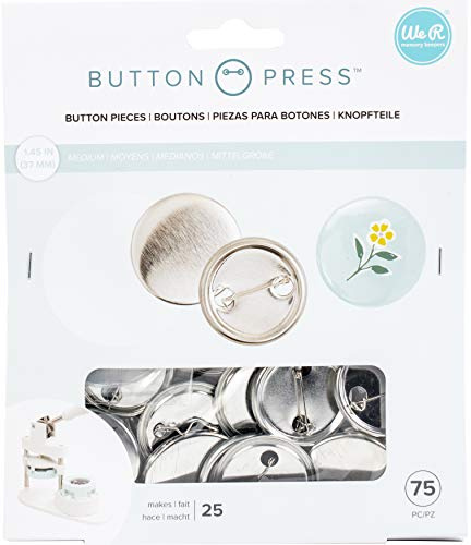 We R Memory Keepers, Button Press Refill-Medium, 25 Pack, 37mm Medium Homemade Buttons, Create Custom Buttons for School Name Tags, Work Holidays, or Church Kid Activities