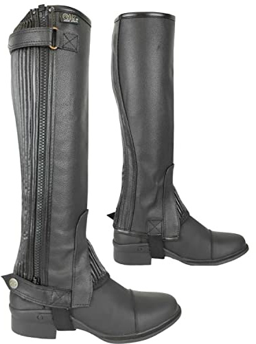 AK Thunder Demi-chaps d'équitation en cuir Noir Taille XXXL