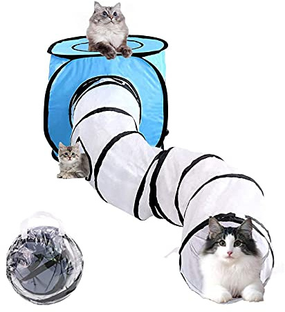 Wuudi Tunnel per Gatti di Coniglio Pieghevole Tende e Tunnel Tubo con Custodia per Conigli, Cani, Animali Domestici