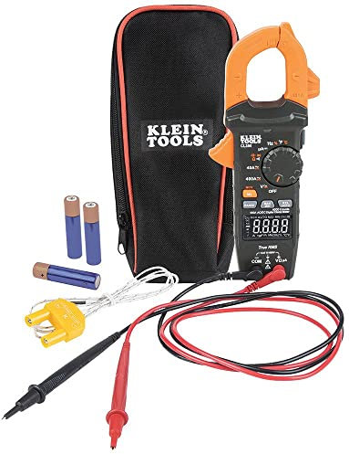 Digital Clamp Meter, Auto Ranging 400 AMP Measures Electronic AC/DC Voltage AC/DC Current Resistance and TRMS, Klein Tools CL390