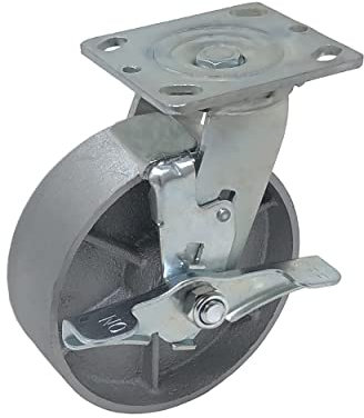 Schwerlast-Stahl-Gusseisen-Rad, Metalldrehplatte, Lenkrollen, Schwerlaststahl (1 Drehgelenk mit Bremse, 15,2 cm Rad)