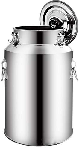 Barils De Transport De Lait Avec Joint En Silicone, 201 Acier Inoxydable Boîte De Lait Seau À Vin Pot Laitier Baquet Pichet Fourre-Tout Bouteille D'huile Boîte À Thé(Argent),5L
