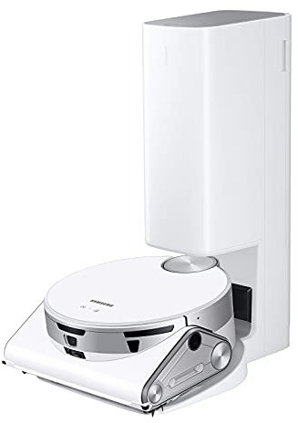 SAMSUNG Jet Bot AI+ Robot Aspirapolvere con riconoscimento di oggetti, pulizia intelligente, stazione di pulizia, filtro a 5 strati, VR50T95735W, bianco
