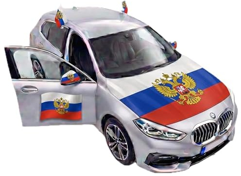 Sonia Originelli Auto-Fan-Paket EM Russland Russia Fußball Flaggen Außenspiegel 3D Magnet Motorhaubenüberzug Größe Fan-Set-10-XXL