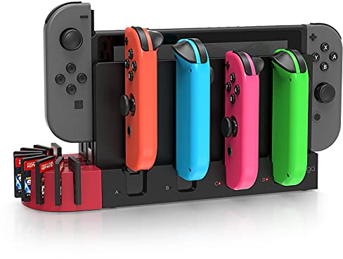 FYOUNG Controller Ladestation für Joy Con Switch/OLED mit 9 Spiele Lagerung, Switch Ladeständer für Joycon Ladestation Zubehör mit Spiele Aufbewahrung