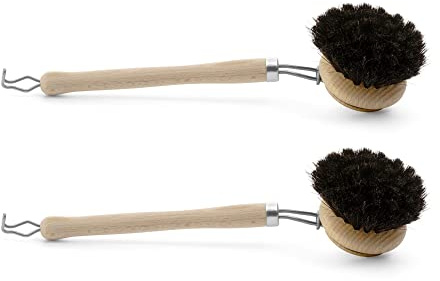 Novaliv 2X Spülbürsten Set I Rosshaar I Holz I groß I Abwaschbürsten Küchenbürsten Geschirr Bürsten Scheuerbürsten Putzbürsten Bürsten Küche Dish Brush Plastikfrei Küche