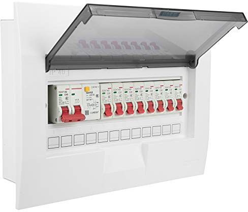 Power Distribution Box, 63A 230/400V 8 Way 2P Leakage Protection Switch Indoor Lighting Concealed Power Panel Box for Garages Caravans Outbuildings