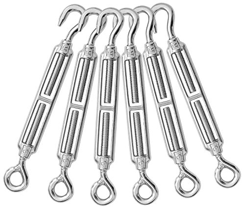 Jamiikury M8 Haken- und Ösen-Spannschloss aus 304 Edelstahl, Spannschloss für Drahtseilspannung, robuste Spannschlösser für Kabelgeländer, Drahtseil-Hardware-Kit (M8, Haken und Öse)