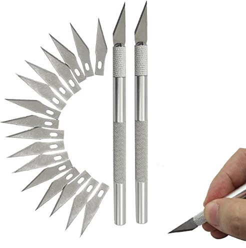 NIANOPKM Set di bisturi, 2 bisturi con 12 lame di ricambio per artigianato, coltello da intaglio fai-da-te, coltello artigianale,set di bisturi per la lavorazione,artigianale intaglio