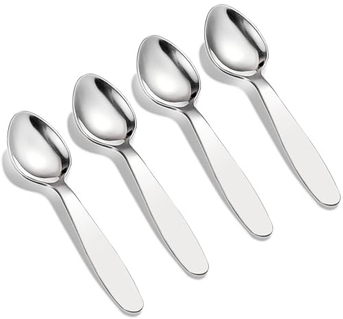 VANRA Set di posate per bambini in acciaio inox 18/8 di alta qualità, 15 cm, set di 4 posate per casa e scuola (4 cucchiai)