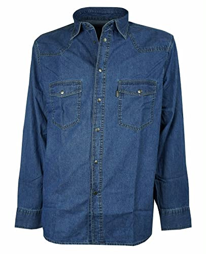 Camicia Sea Barrier Art. New-PECOS Realizzata in Denim Lavato, 100% Cotone con Chiusura a Bottoni a Pressione - tg L
