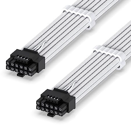 EZDIY-FAB 16AWG PCI-e 5.0 12VHPWR PSU Sleeved Kabel,600W 12+4 Pin Stecker auf 12+4 Pin Stecker Kabel für RTX 3090Ti/4070Ti/4080/4090,60cm/23.62in-Weiß