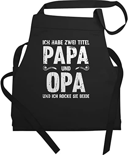 Shirtracer Schürze - zum Vatertag - Ich habe zwei Titel Papa und Opa Geschenk I Bester Papi und Opi - 60x87 - Schwarz - männerschürzen kochen männertag opa, kochschürze vatertags grandpa grillschürze