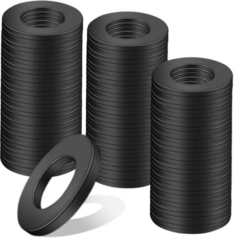 Nenull 100 Stk Unterlegscheiben M5 x 10mm Flache Unterlegscheiben Schwarz Karosseriescheiben Distanzscheiben Kohlenstoffstahl Dichtung Beilagscheiben für Reparaturen zu Hause Schrauben Gewindestange