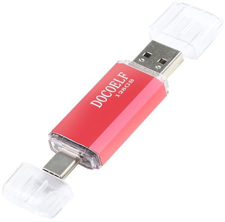 DOCOELF Chiavetta USB Type C 128 GB, 2 in 1 OTG USB 2.0 Memoria Stick Portatile Penna Pendrive 128gb Flash Drive per PC Tablet Laptop Smartphone Huawei, Xiaomi, Oneplus Etc (Rosso)
