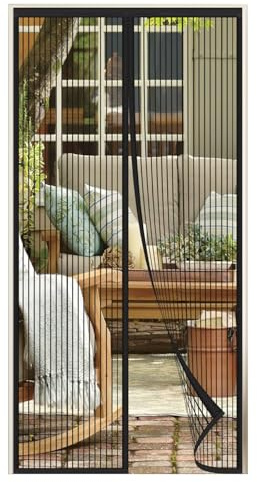 akgao Zanzariera Magnetica 200x220cm Nero Tenda Zanzariera Porta Finestra | Poliestere Autosigillante Zanzariere con Forte Magneti per Animali Domestici Bambini per Balcone Cantina