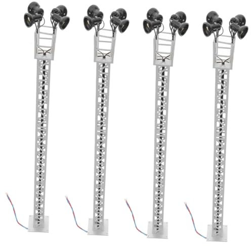 SHINEOFI 4pezzi Mini Accessorio Per Modelli Ferroviari Lampione Da Tavolo Miniatura Per Layout Architettonici e Diorami Illuminazione Paesaggio Design Con Luce Bianca